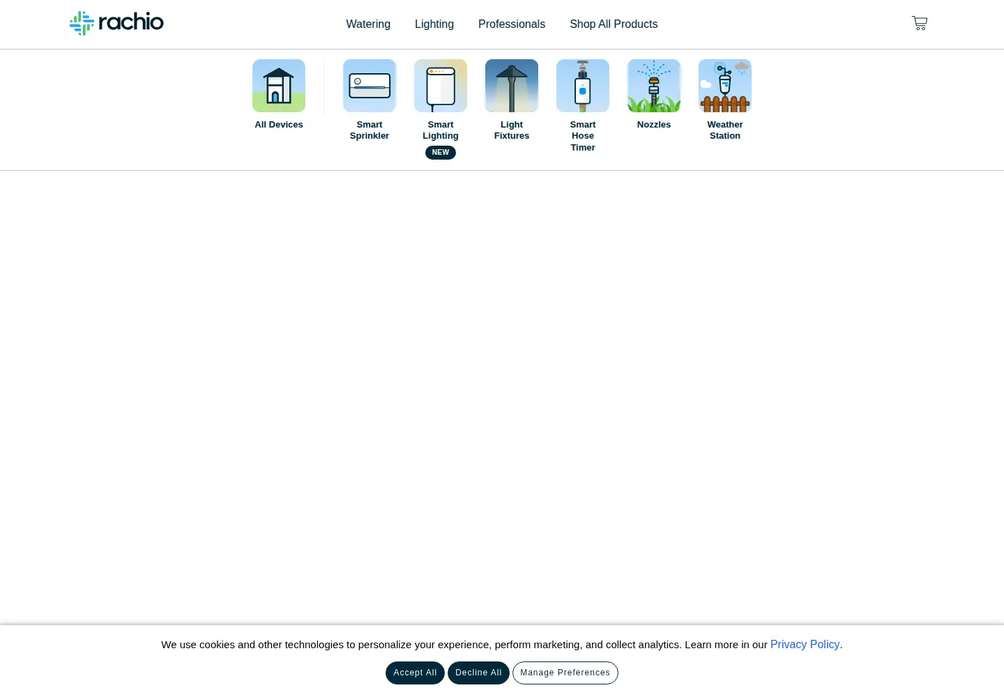Captured homepage of rachio.com in the current scan