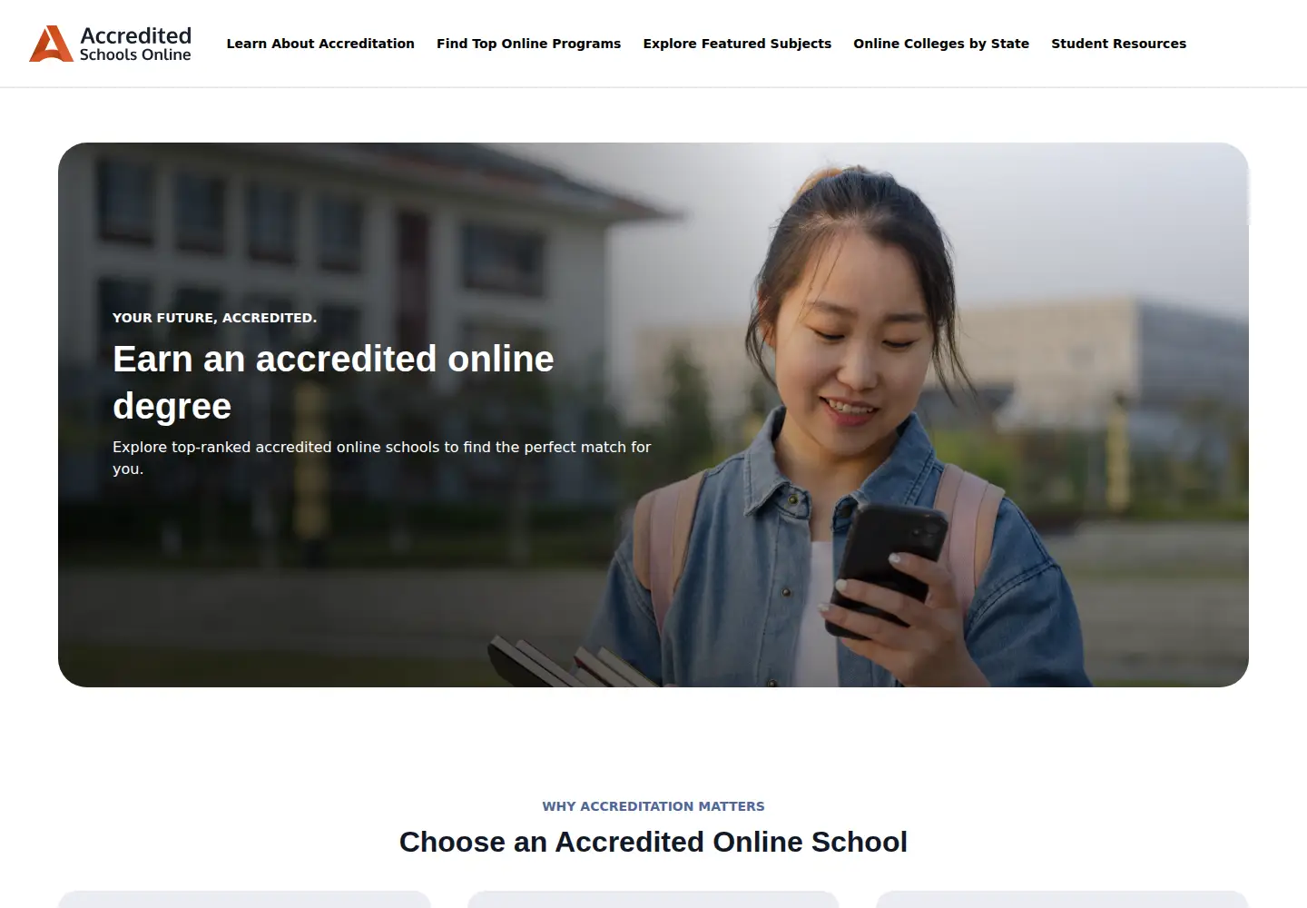 Screenshot of accreditedschoolsonline.org