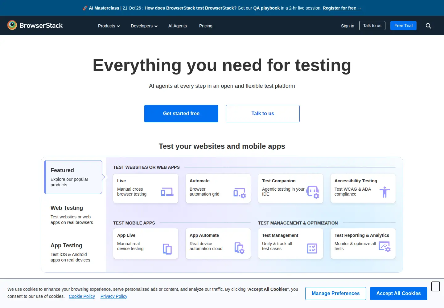 Screenshot of browserstack.com