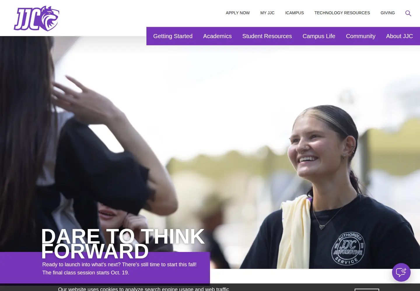 Screenshot of jjc.edu