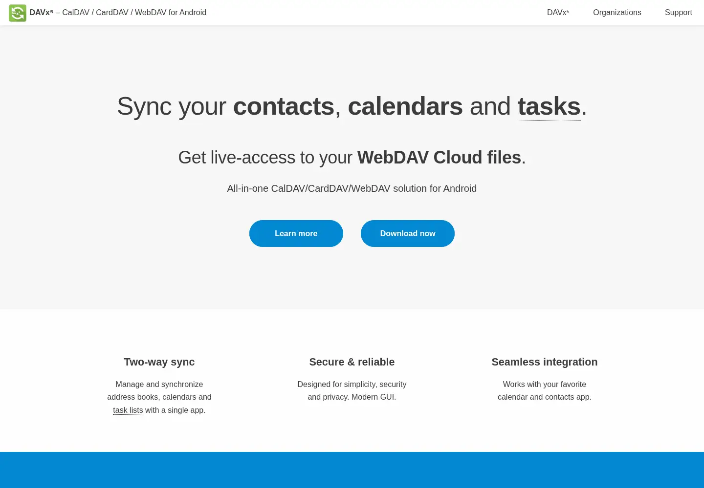 Screenshot of davx5.com