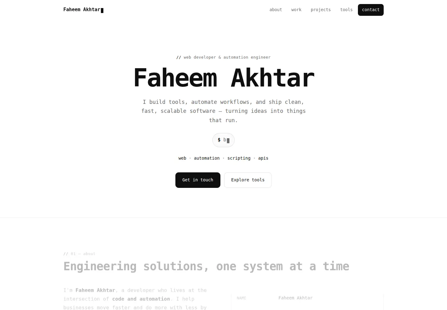 Screenshot of faheemakhtar.com