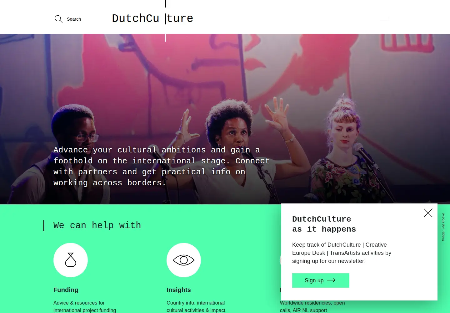 Screenshot of dutchculture.nl