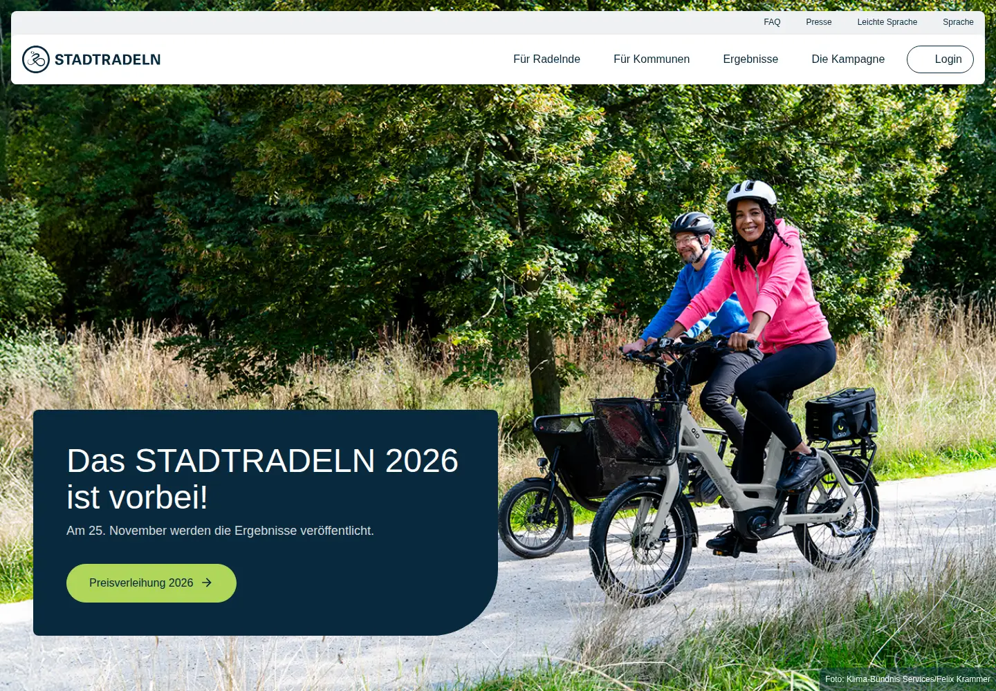 Screenshot of stadtradeln.de