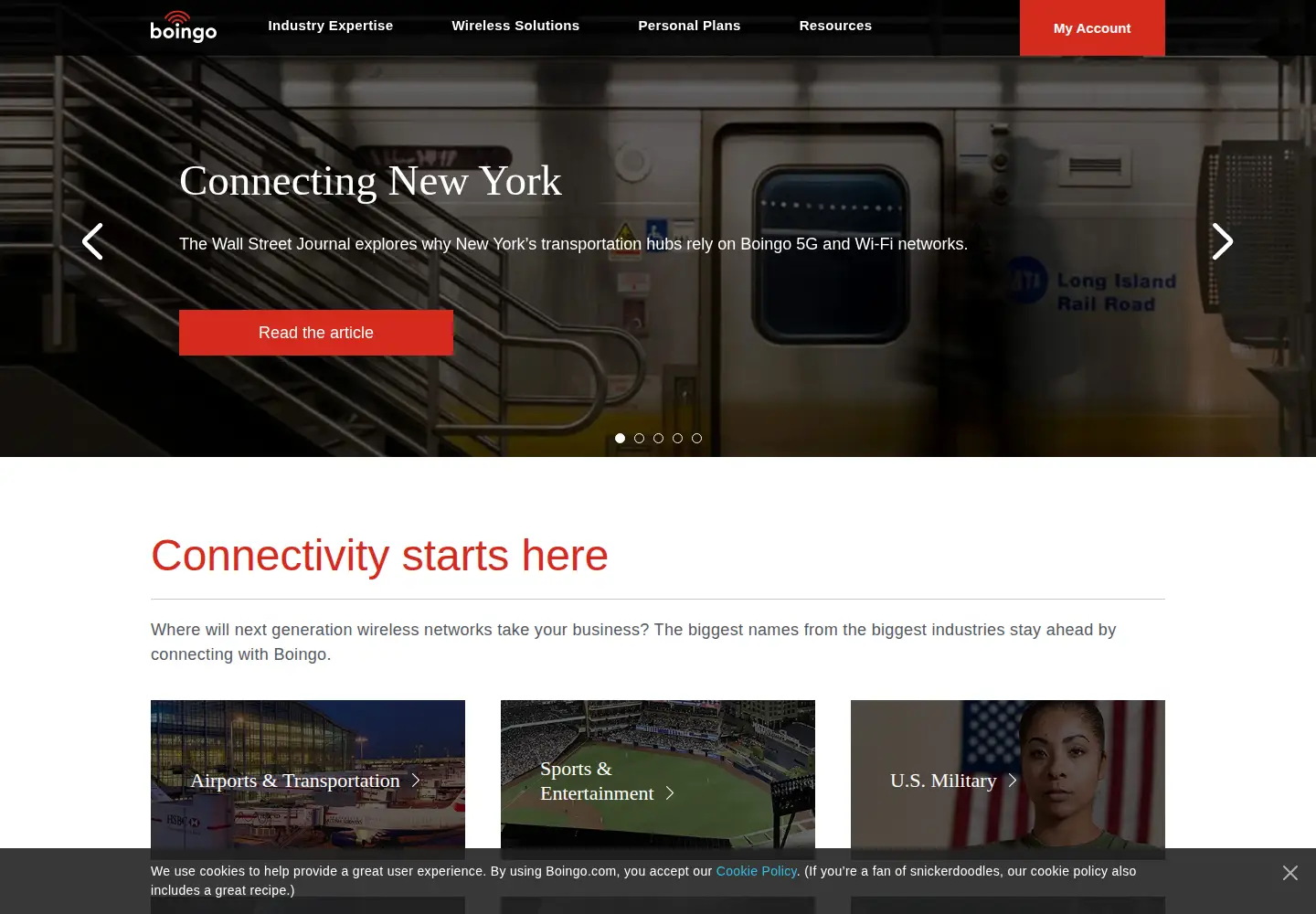 Screenshot of boingo.com