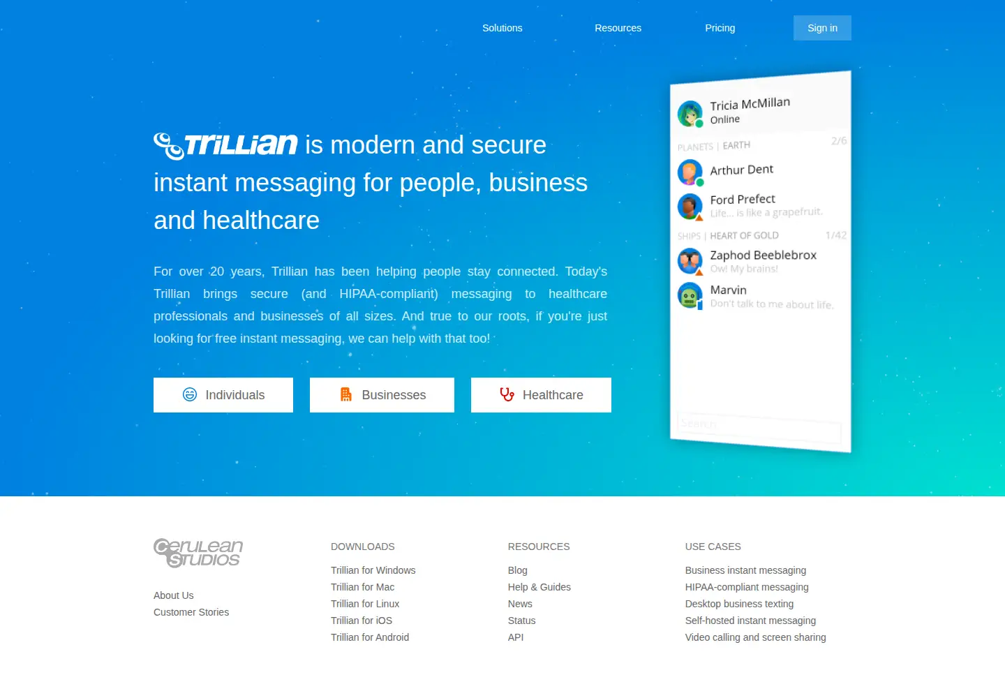 Screenshot of trillian.im