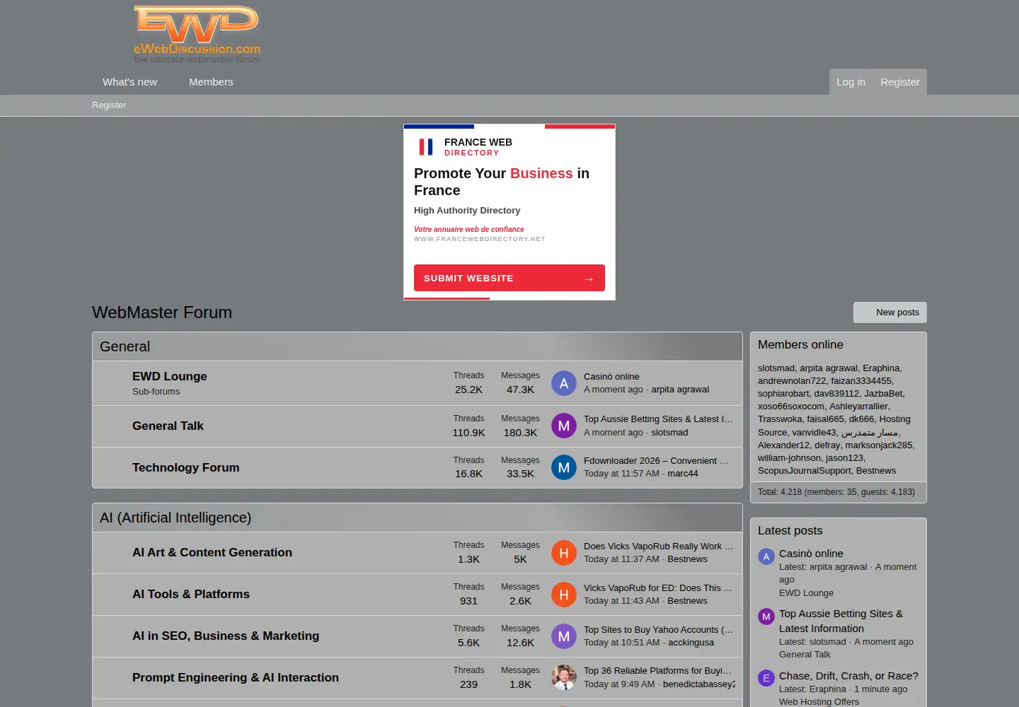 Screenshot of ewebdiscussion.com