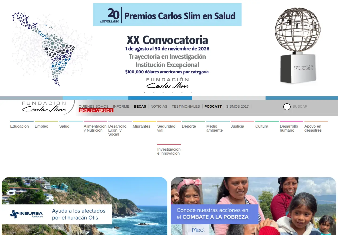 Screenshot of fundacioncarlosslim.org