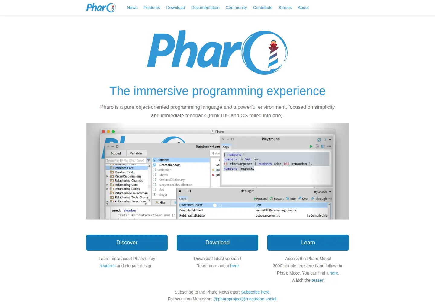Screenshot of pharo.org