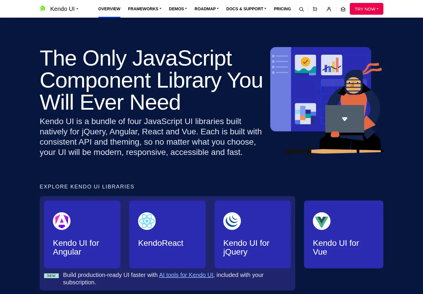 Screenshot of kendoui.com