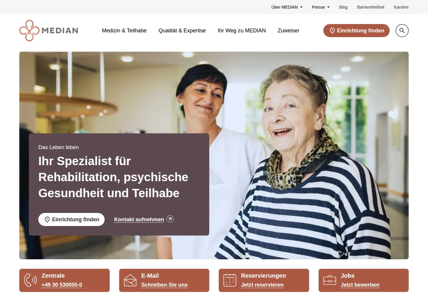 Screenshot of median-kliniken.de