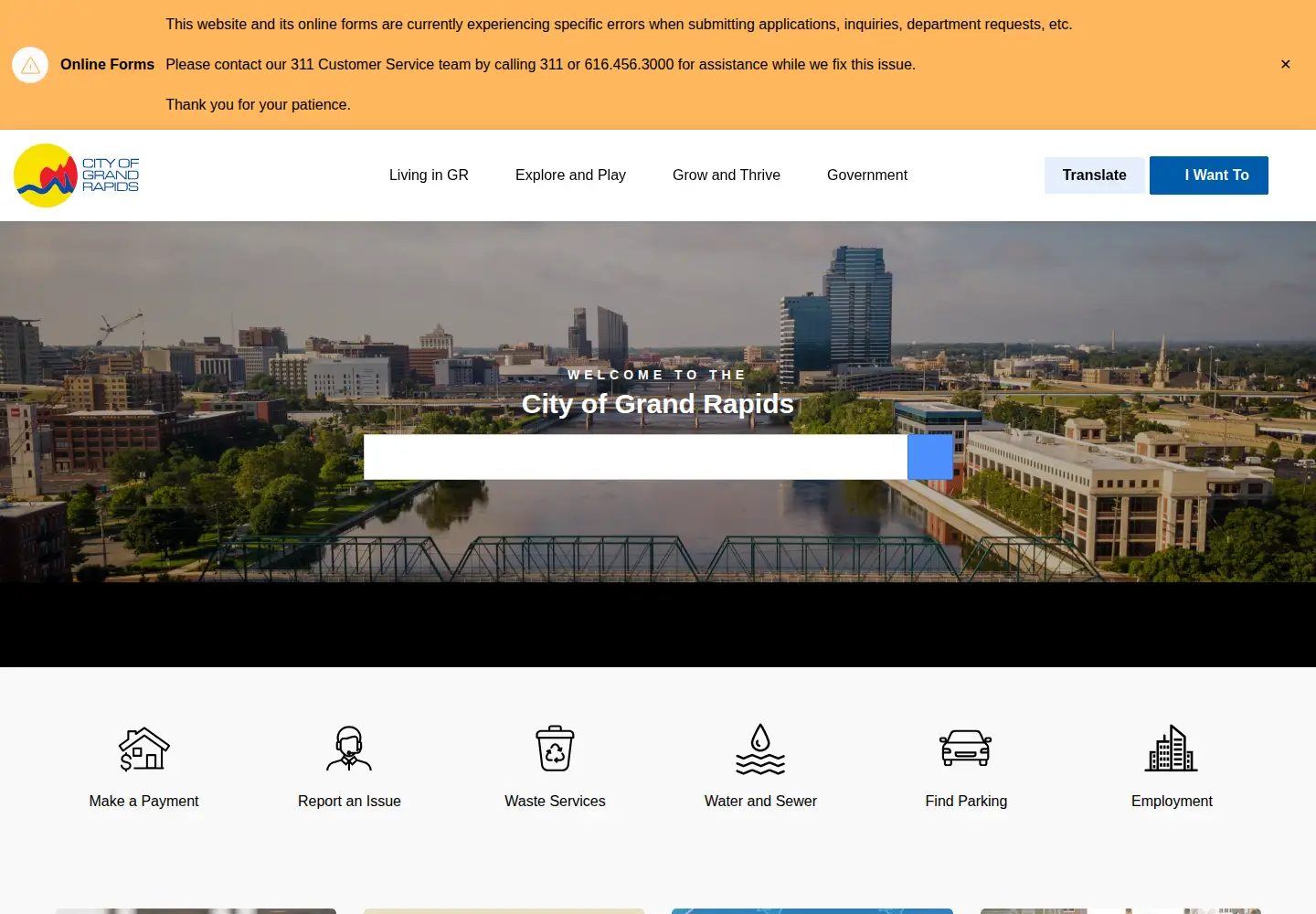 Captured homepage of grandrapidsmi.gov in the current scan