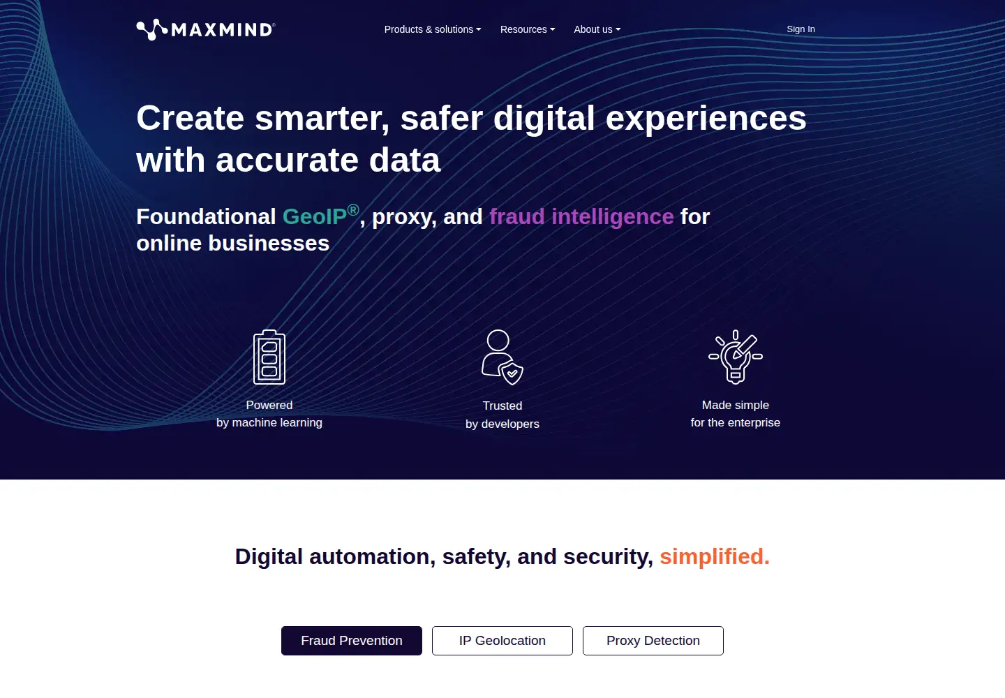 Screenshot of maxmind.com