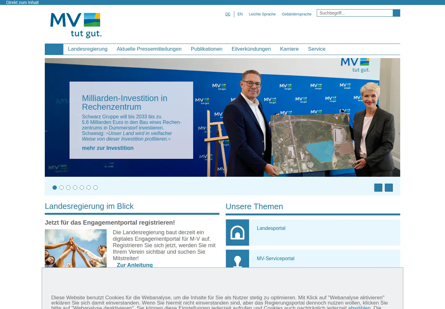 Screenshot of mv-regierung.de