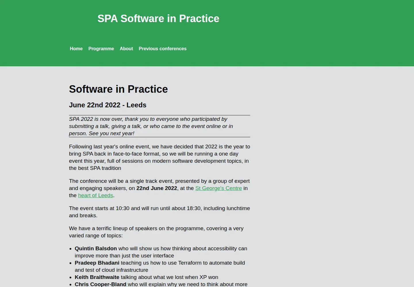 Screenshot of spaconference.org