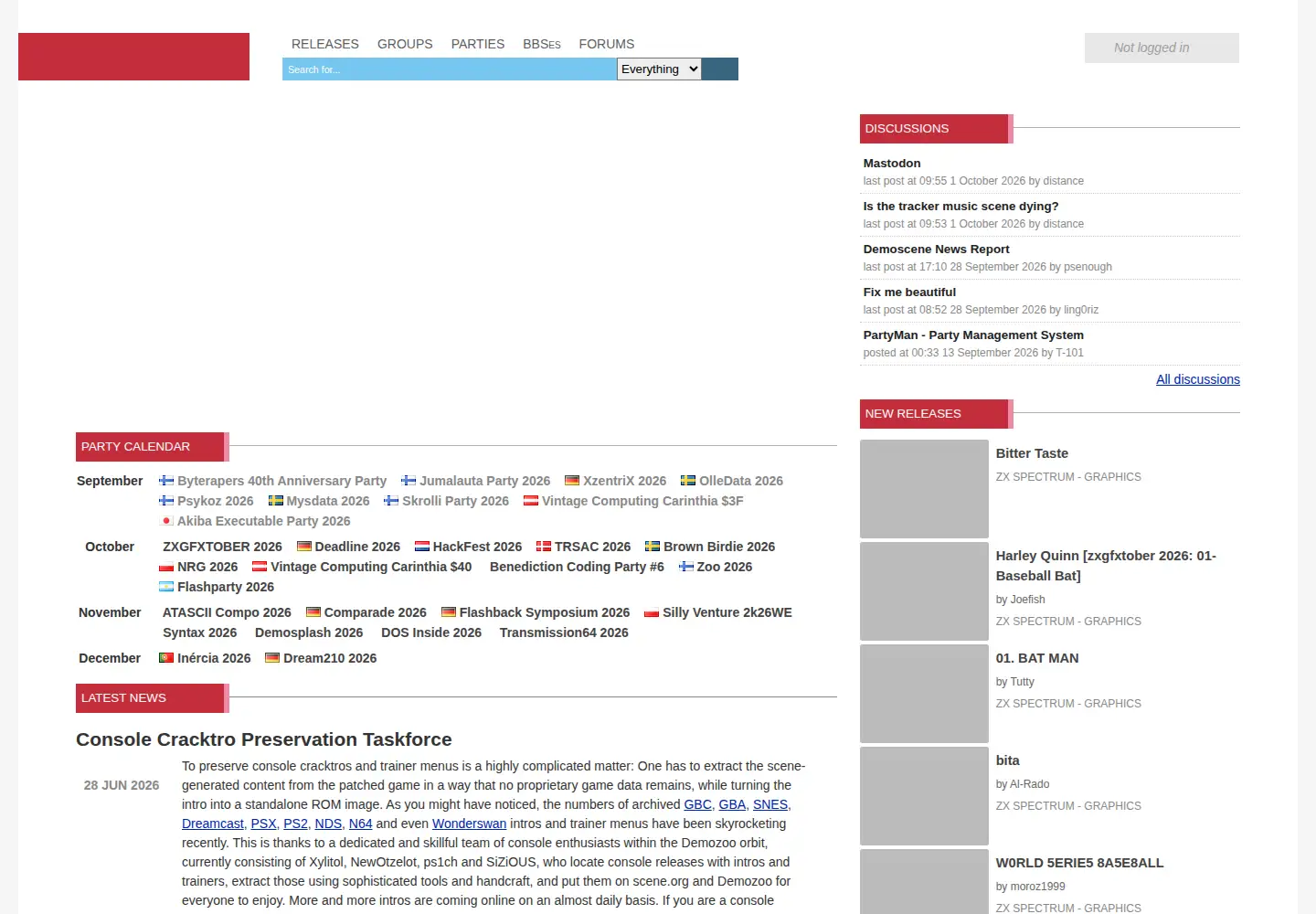 Screenshot of demozoo.org