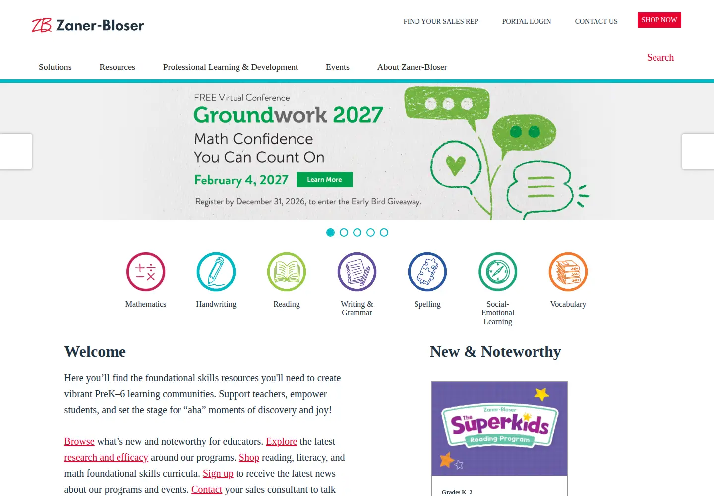 Screenshot of zaner-bloser.com