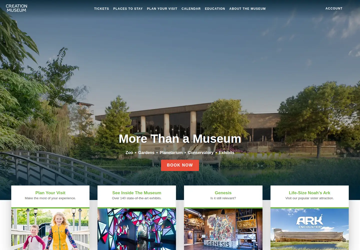 Screenshot of creationmuseum.org