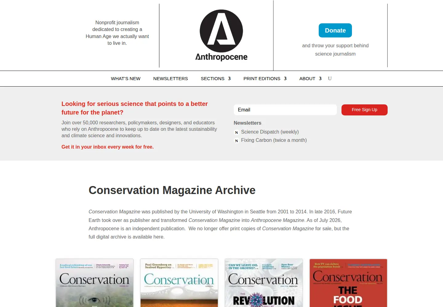 Screenshot of conservationmagazine.org