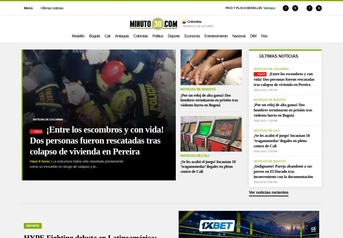 Screenshot of minuto30.com