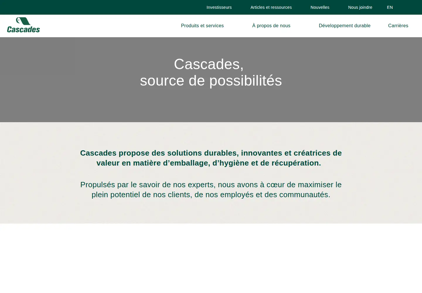 Screenshot of cascades.com