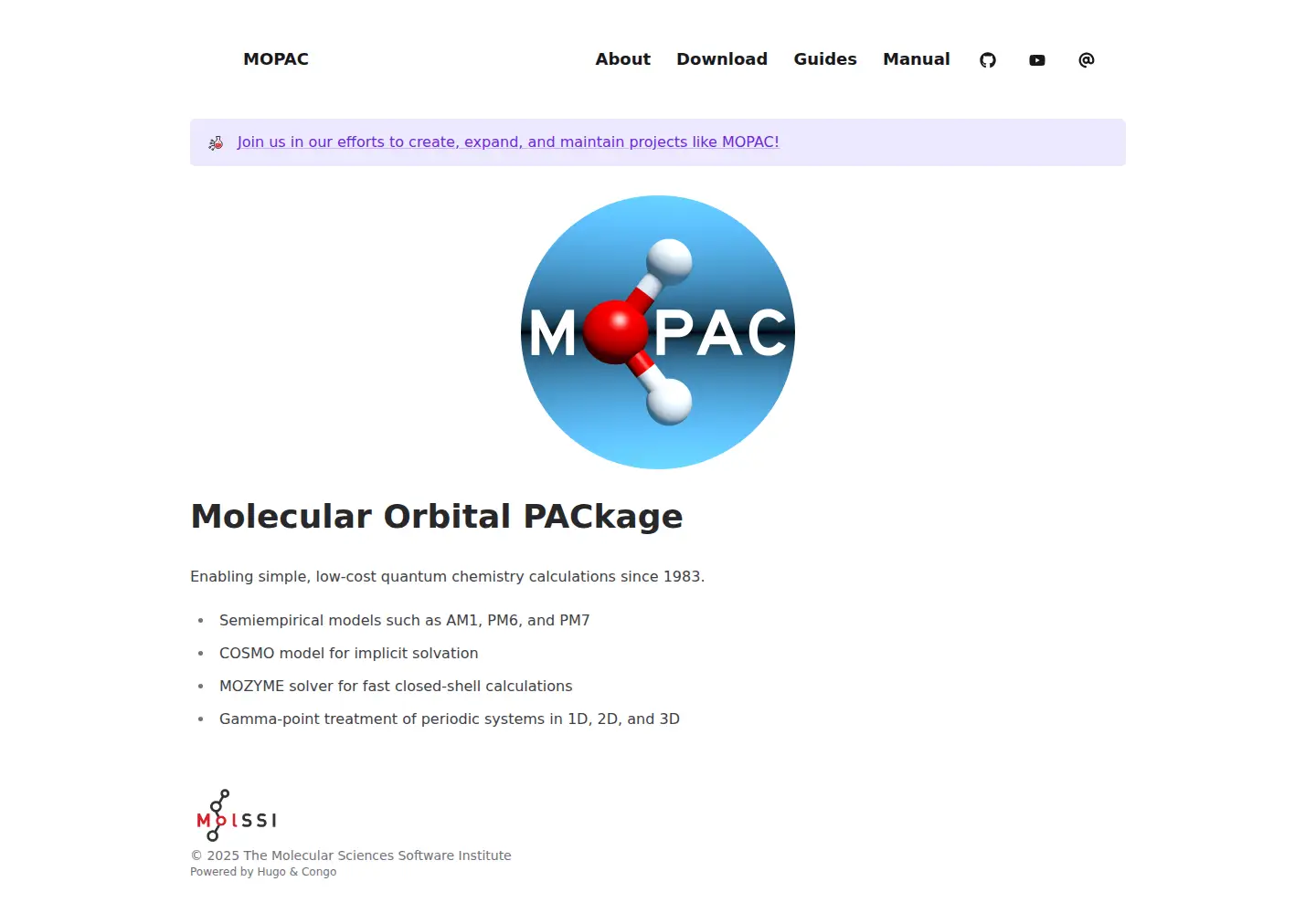 Screenshot of openmopac.net