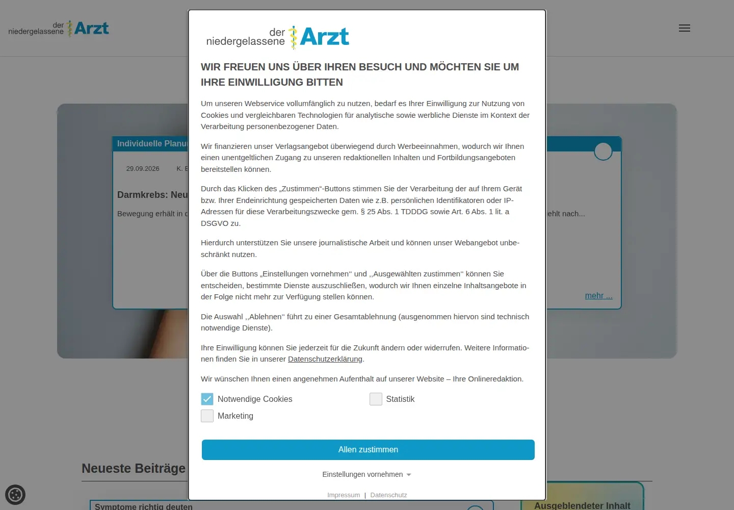 Screenshot of der-niedergelassene-arzt.de
