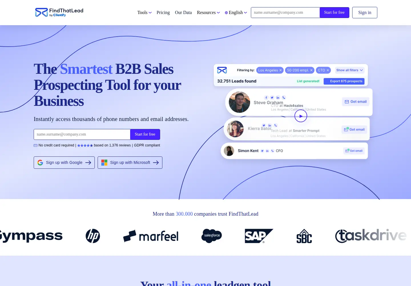 Screenshot of findthatlead.com