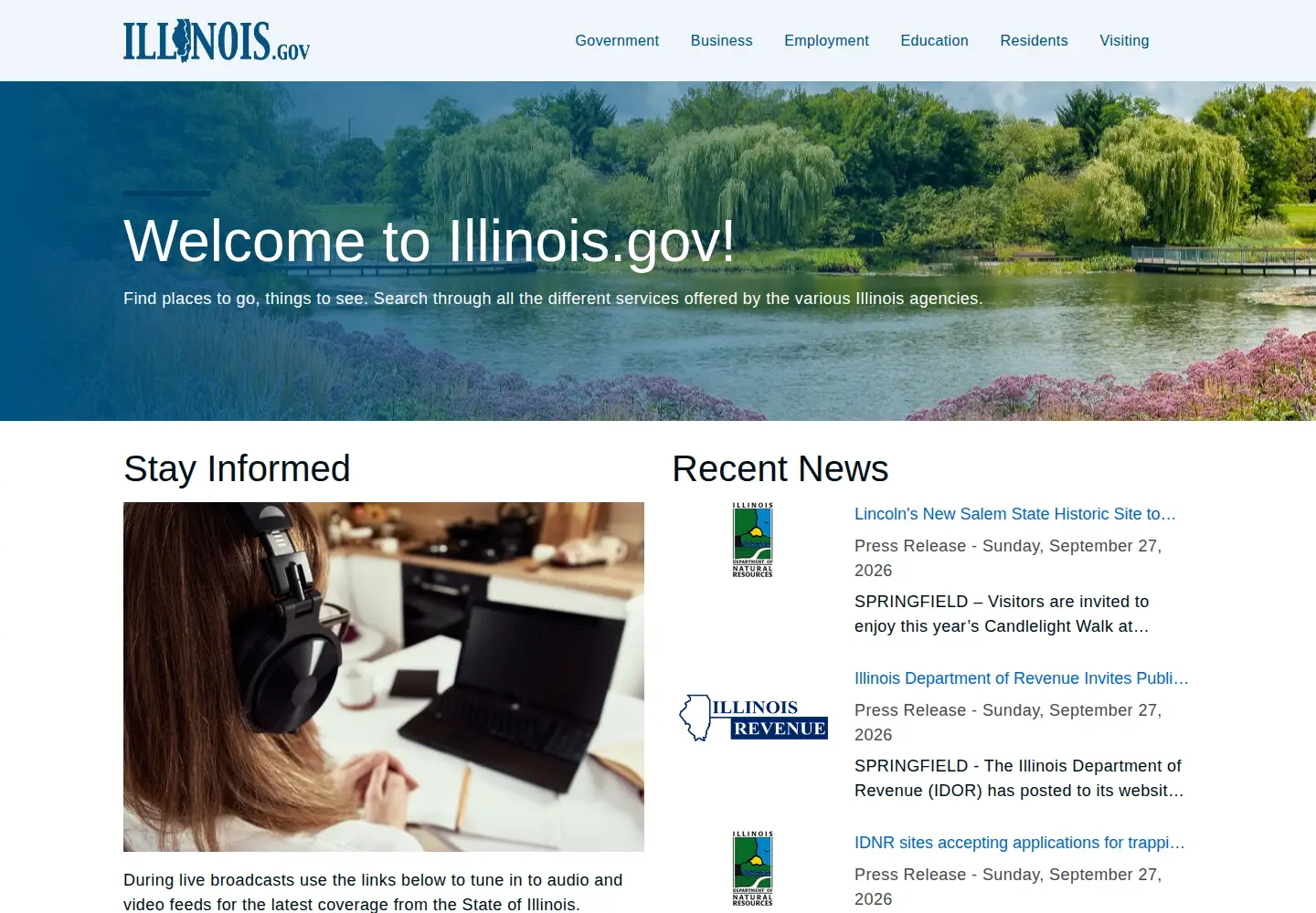 Screenshot of illinois.gov