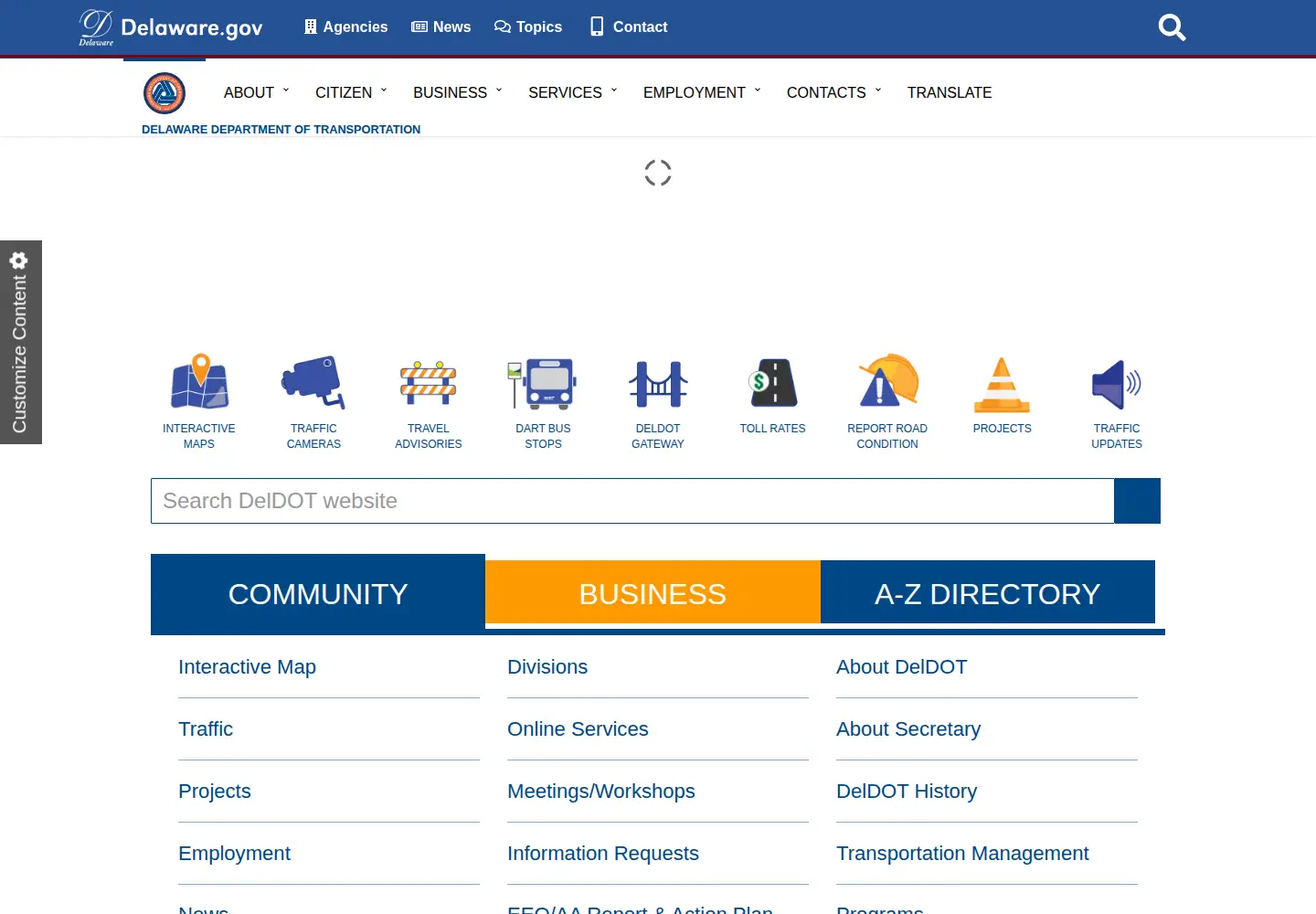 Screenshot of deldot.gov