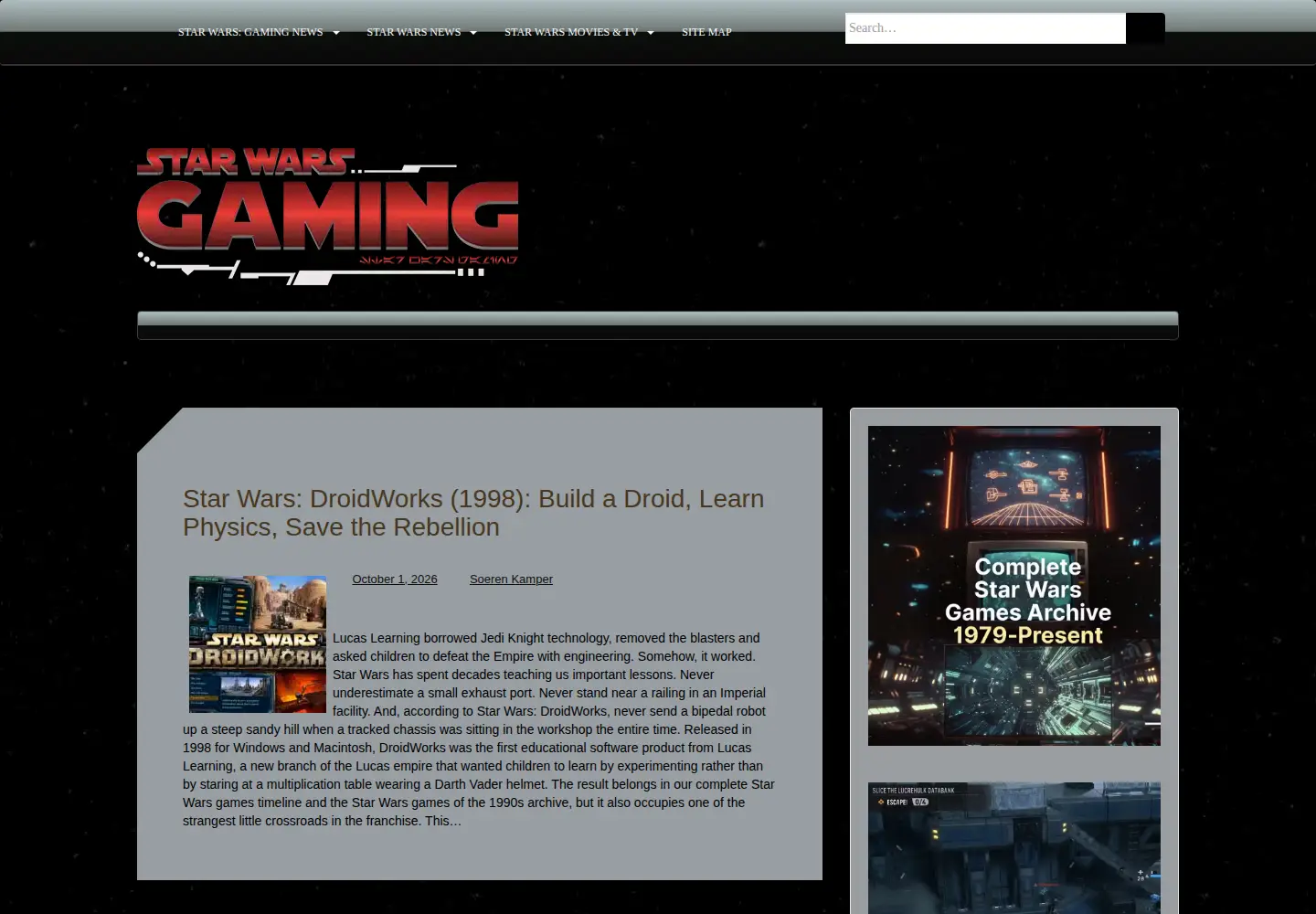 Screenshot of swtorstrategies.com