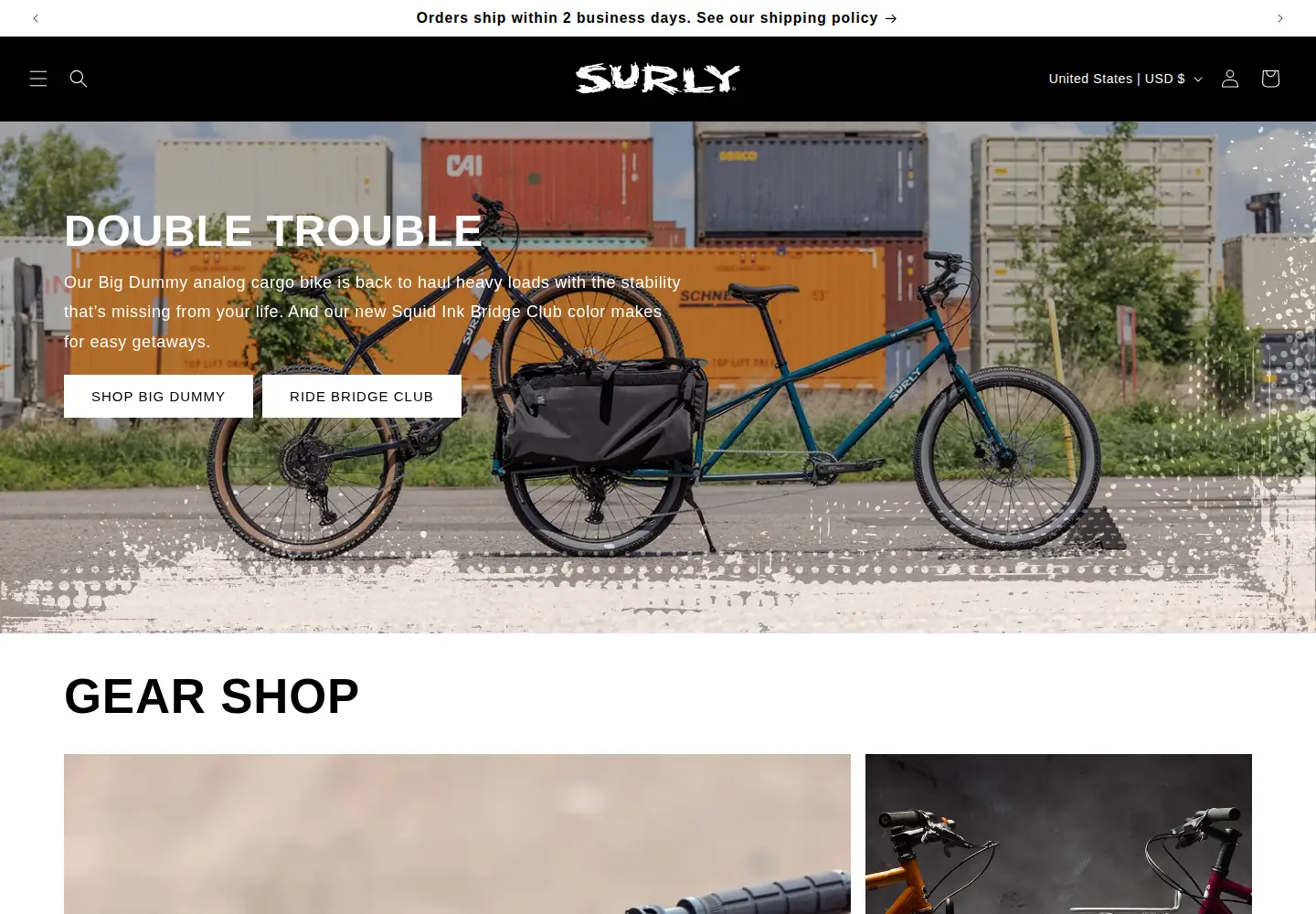 Screenshot of surlybikes.com