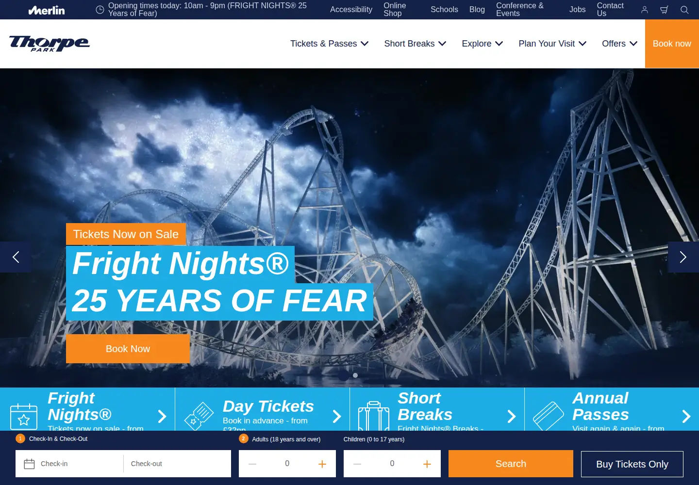 Screenshot of thorpepark.com