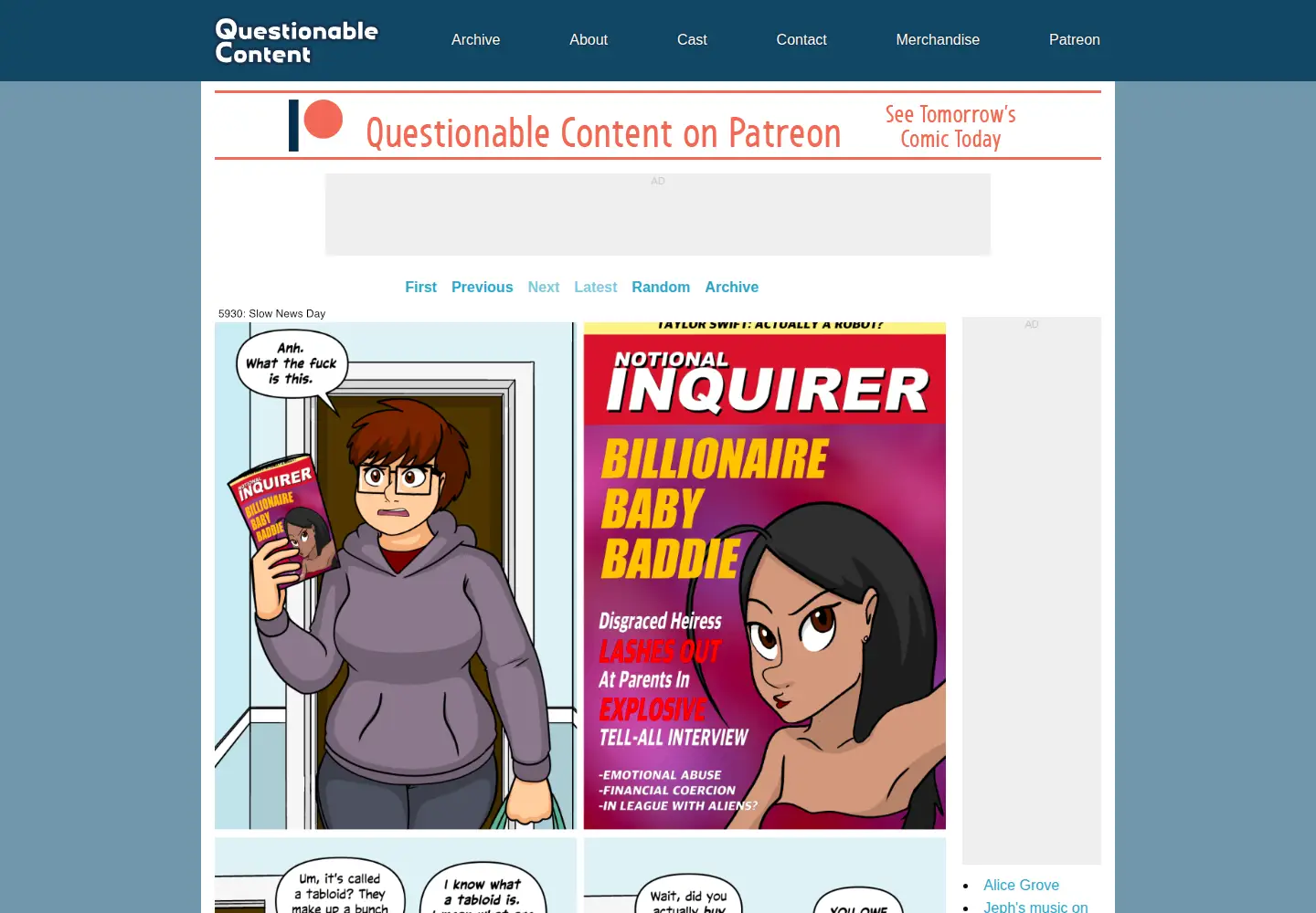 Screenshot of questionablecontent.net