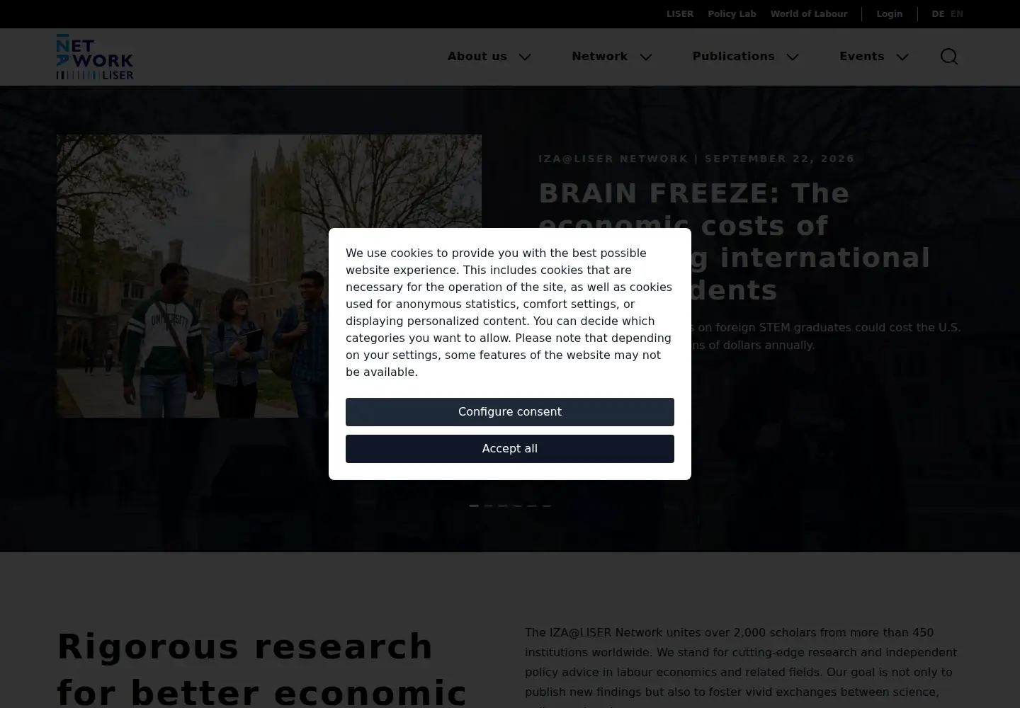 Screenshot of iza.org