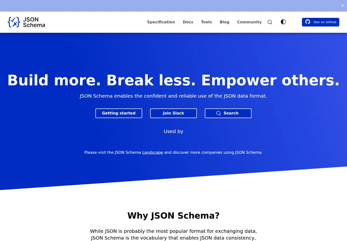 Screenshot of json-schema.org