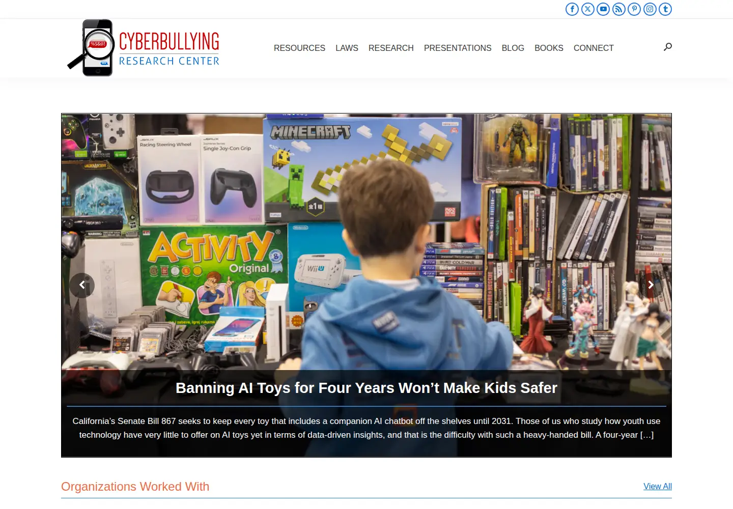 Screenshot of cyberbullying.org