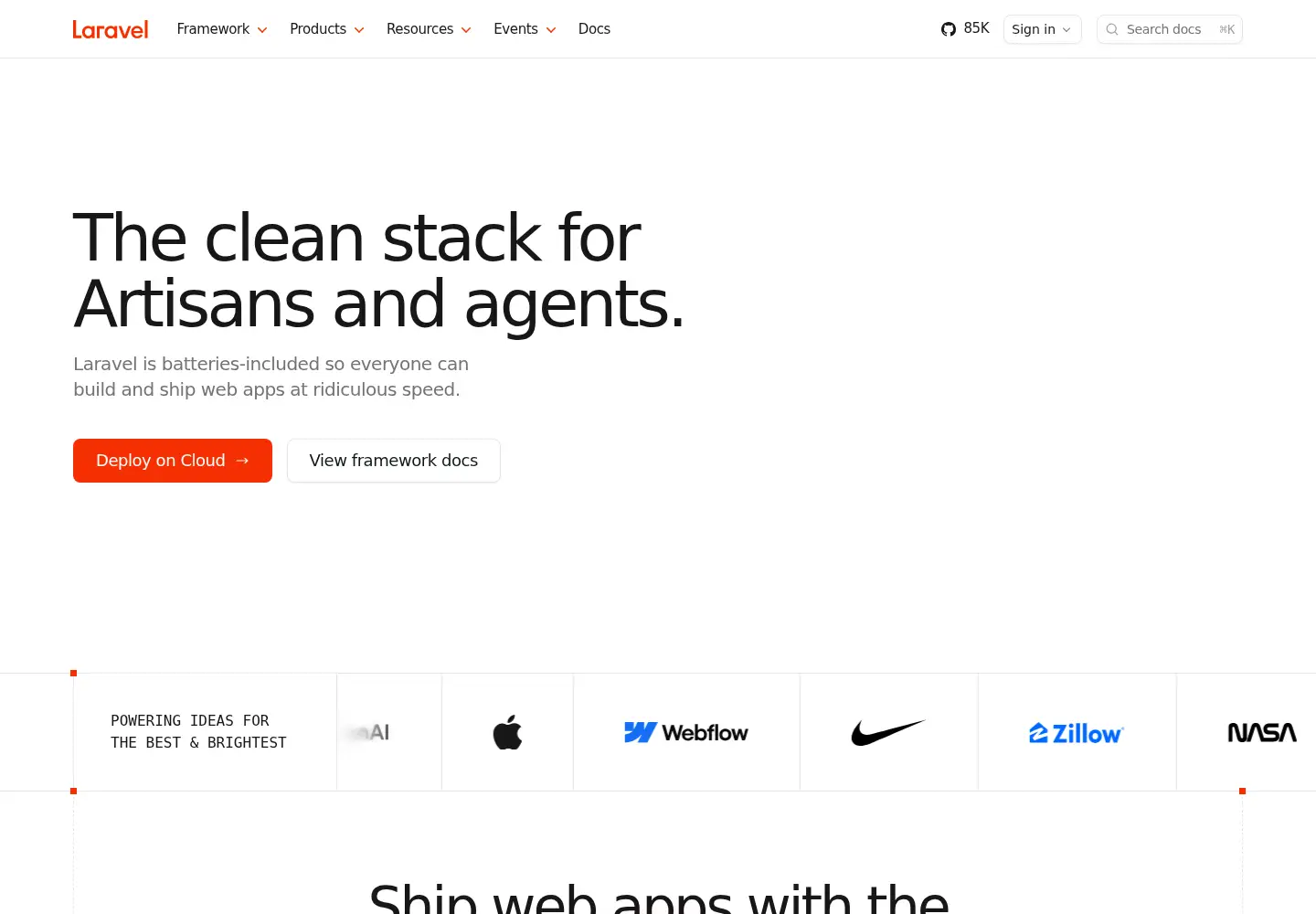 Screenshot of laravel.com