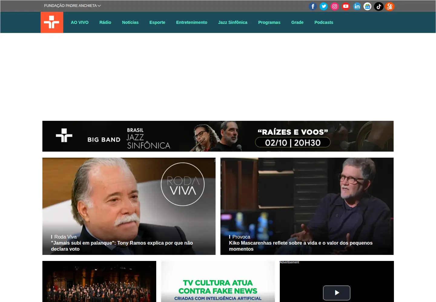 Screenshot of tvcultura.com.br