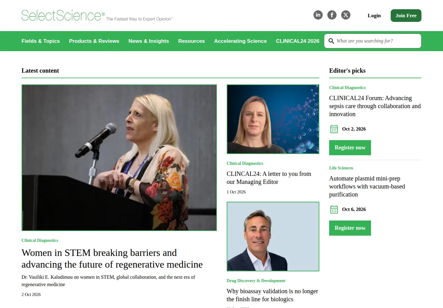 Screenshot of selectscience.net