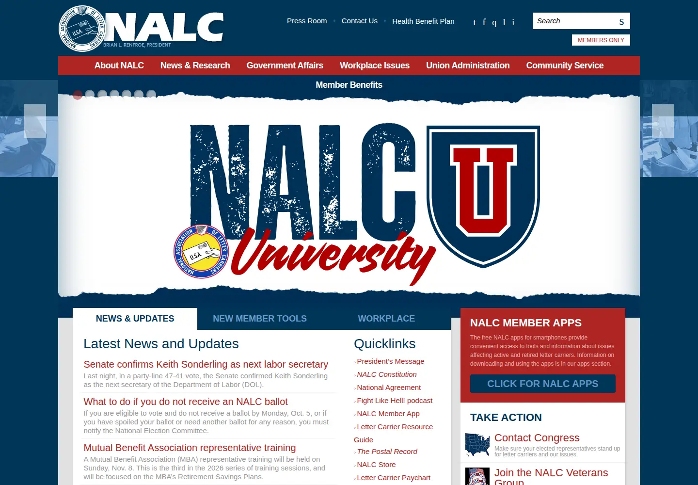 Screenshot of nalc.org