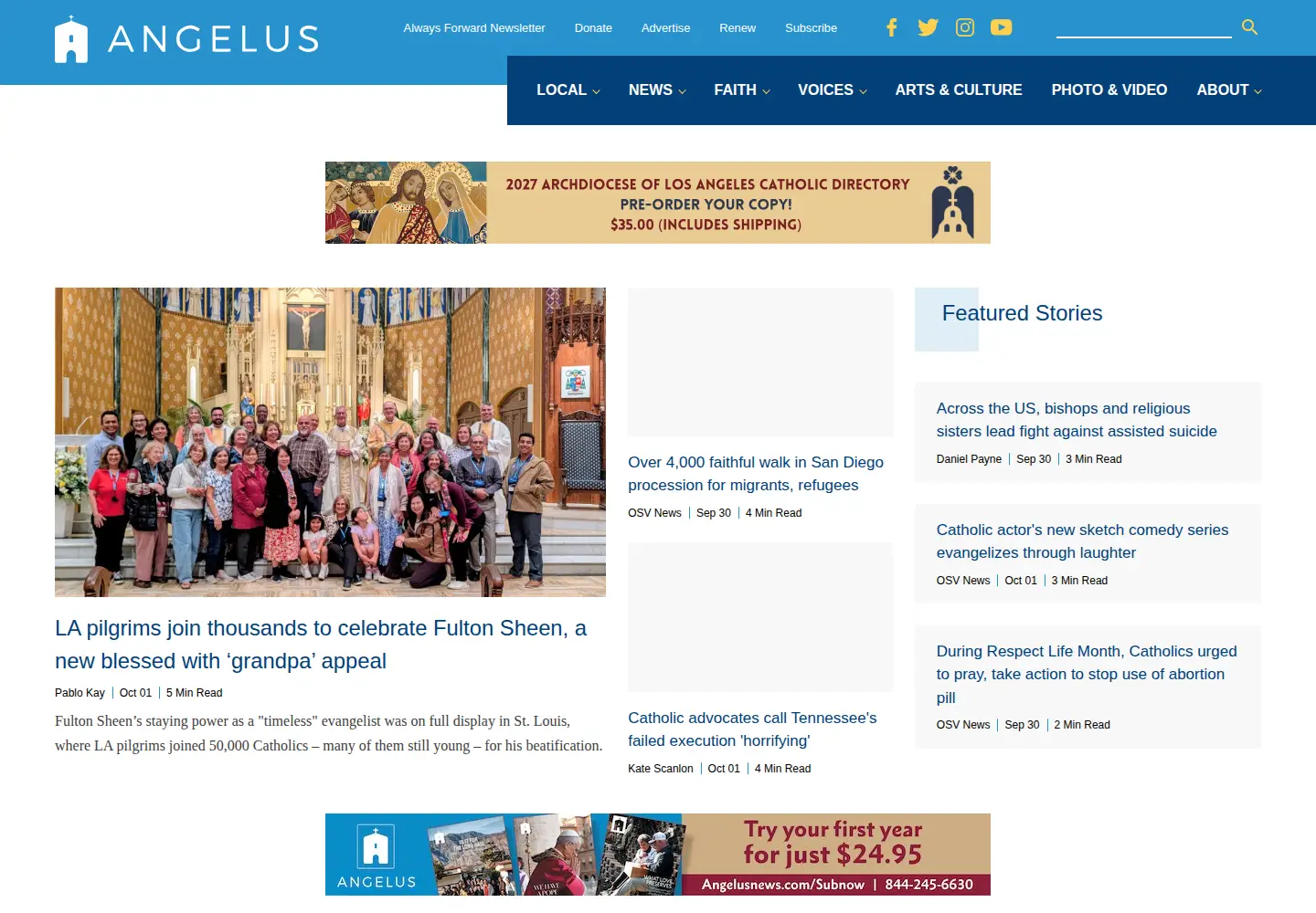 Screenshot of angelusnews.com