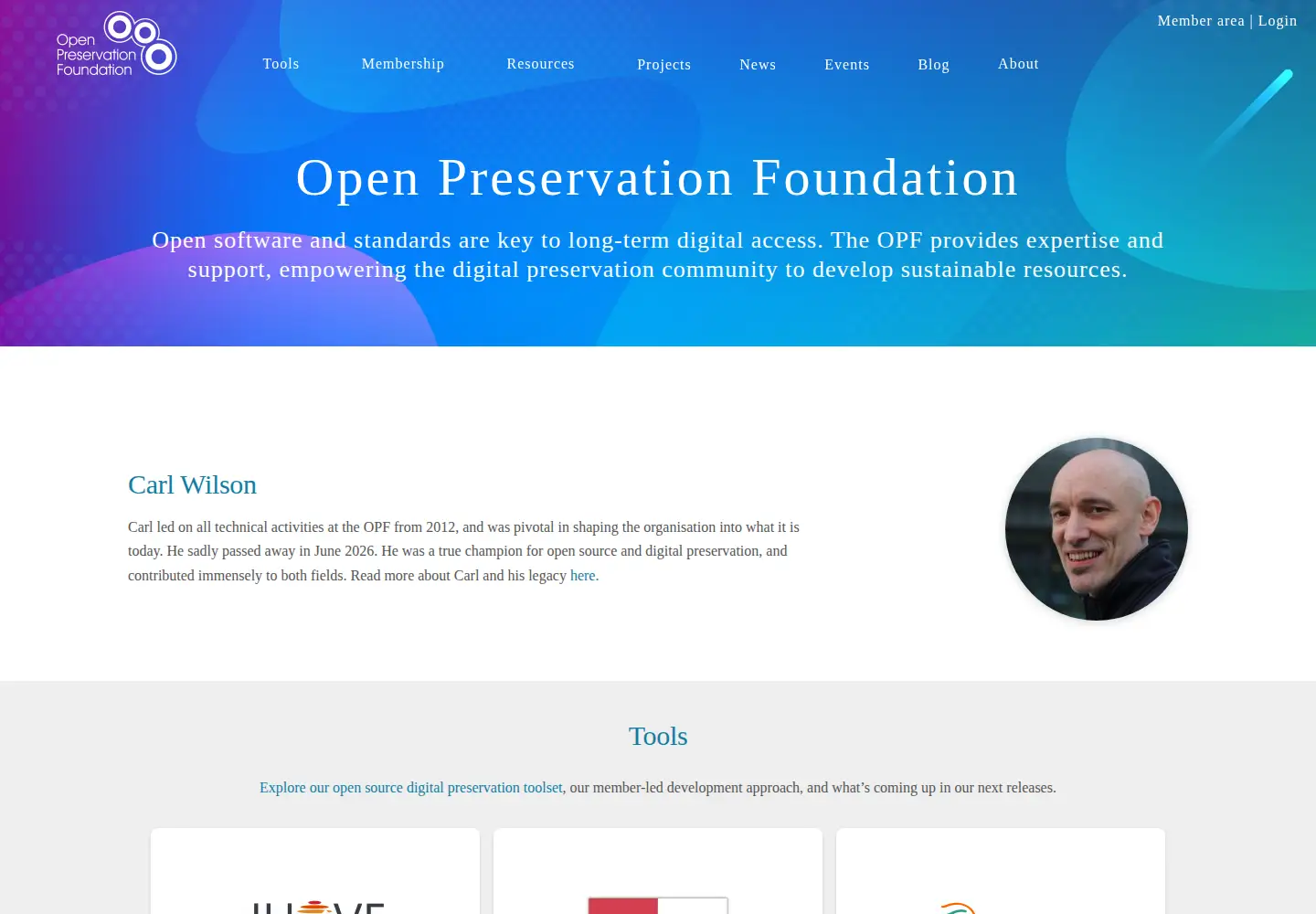 Screenshot of openpreservation.org