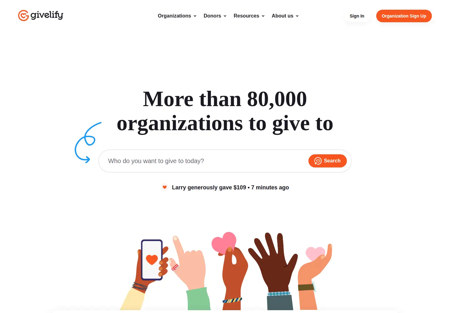 Screenshot of givelify.com