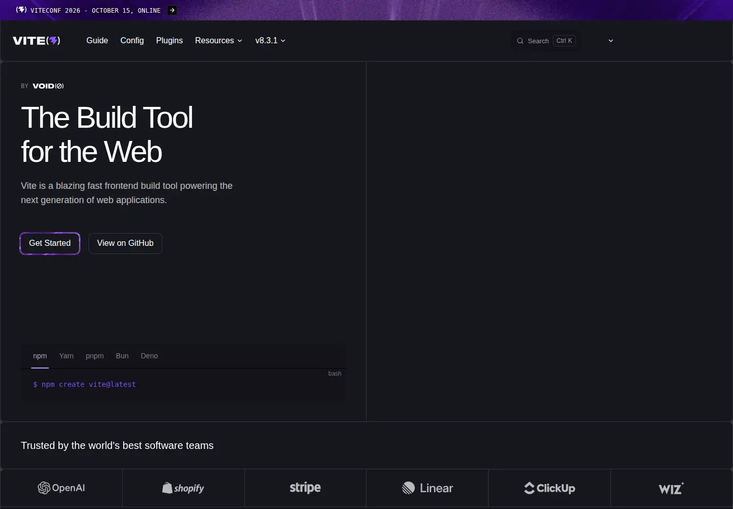 Screenshot of vitejs.dev