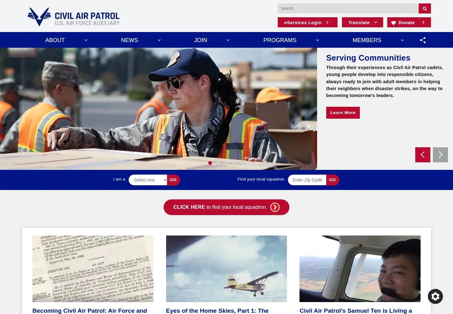 Screenshot of gocivilairpatrol.com