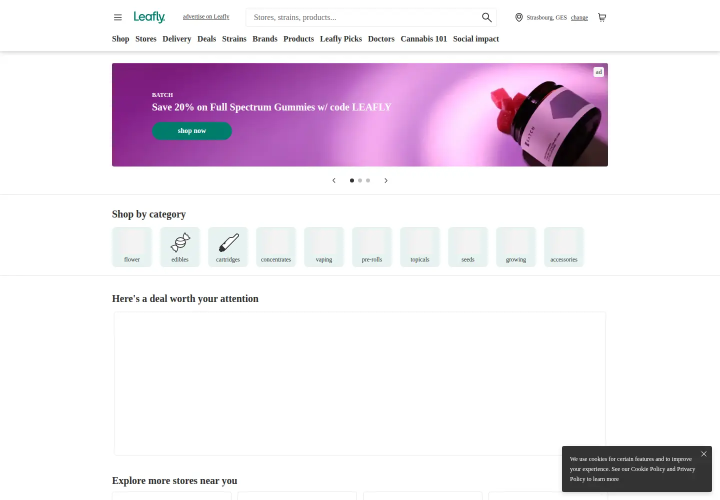 Screenshot of leafly.ca