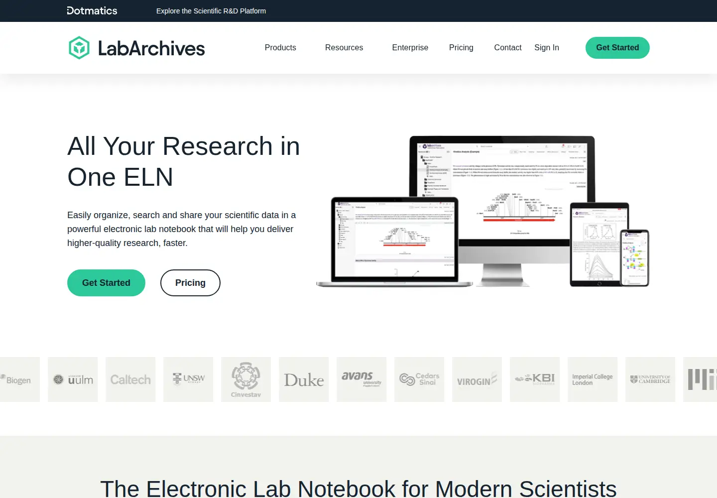 Screenshot of labarchives.com
