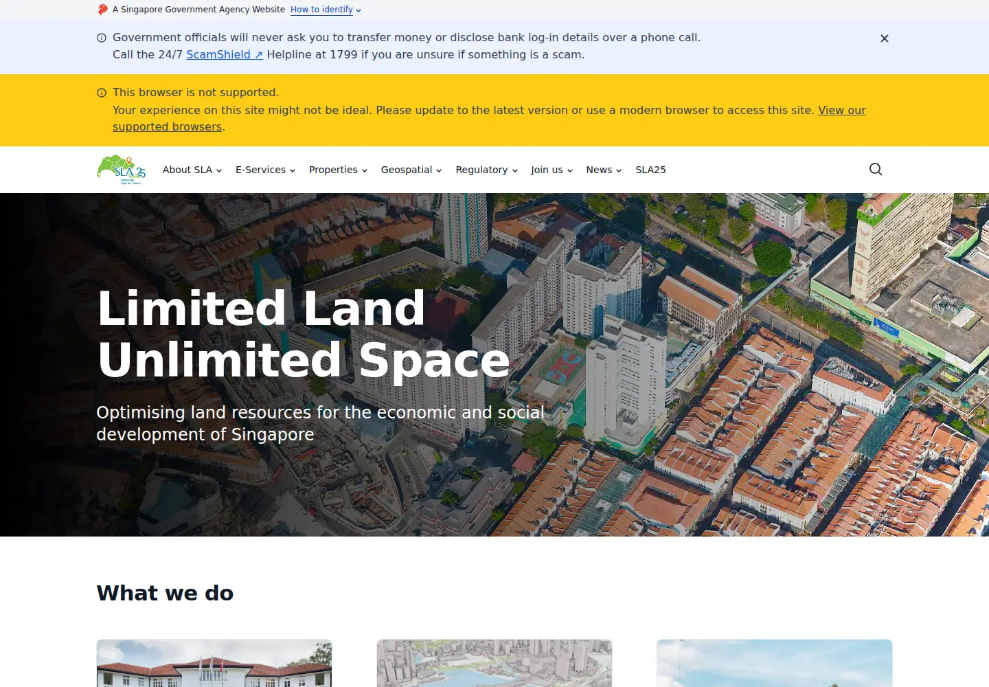 Screenshot of sla.gov.sg