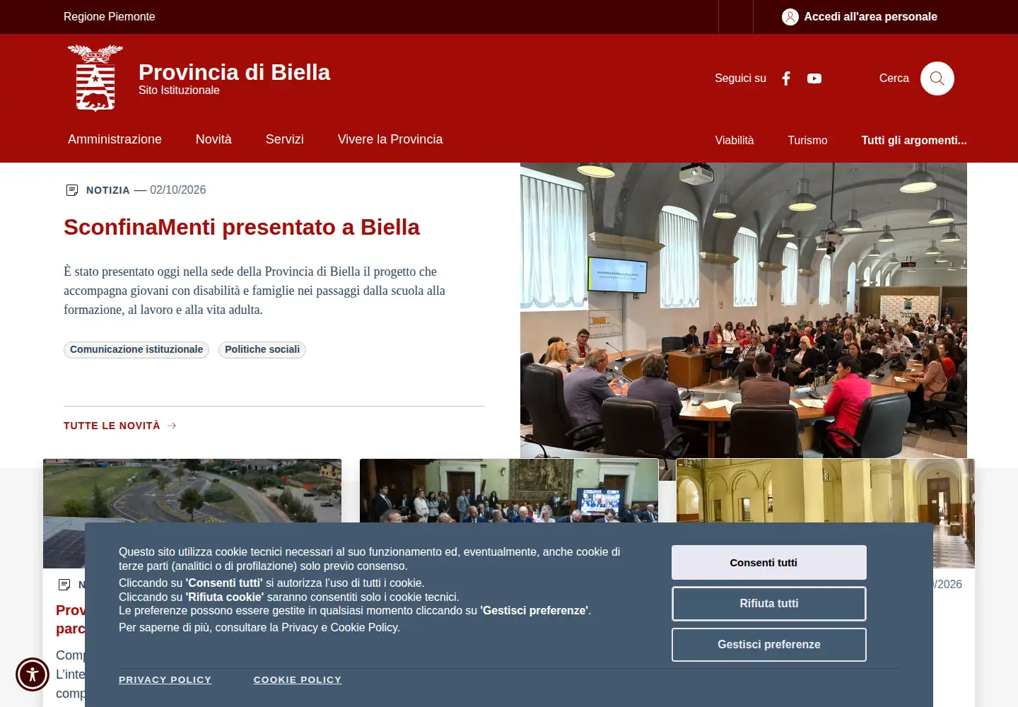 Screenshot of provincia.biella.it